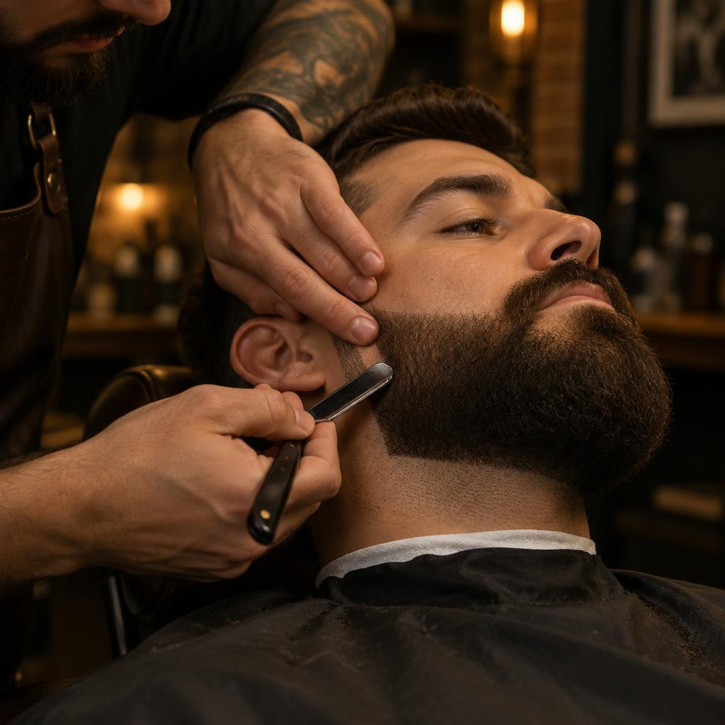 Beard shaping with straight razor